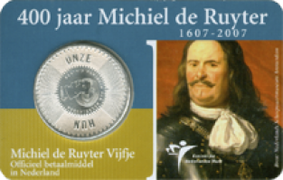 Coincard Het Michiel de Ruyter Vijfje 5 euro zilver 2007 UNC
